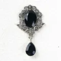 Vintage baroque black gemstone rhinestone brooch pendant DIY court style fashion dress accessory - Black