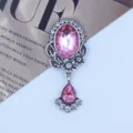 Colgante de cristal rosa con diamantes de imitacion de aleacion vintage accesorio decorativo - Rosa Claro
