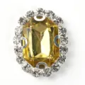 Oval rhinestone crystal button with claw chain flower setting for garment sewing crafts. - Light Coffee
