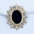 Oval hollow alloy rhinestone DIY jewelry accessory base component for necklace crafting 28x24mm - Black