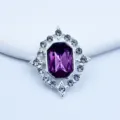 Silver diamond alloy rhinestone decorative button, purple crystal DIY footwear accessory - Violet