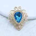 Gold alloy base with blue acrylic gemstone for DIY jewelry making earrings brooches - Lake Blue