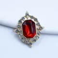 Hebilla decorativa de diamantes de imitación de aleación dorada para muñeca DIY - Rojo Brillante