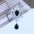 Silver teardrop rhinestone alloy pendant for DIY badge holder jewelry decorative parts - Black