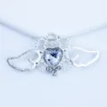 Silver alloy heart wing rhinestone DIY pendant charm for clothing bow accessories shot - White