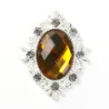 Silver alloy rhinestone flatback button amber crystal DIY accessory for shoes bags hair - Silver Base - Dark Coffee