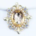 DIY alloy rhinestone button, 30x33mm vintage acrylic crystal flower craft accessory. - Light Coffee