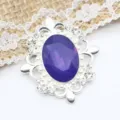 Broche vintage de aleación de diamantes de imitación de cristal violeta ovalado accesorio DIY. - Púrpura profundo