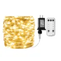 Catena di luci LED con presa e telecomando per decorazioni natalizie d'interni. - 50M 500 LED con Telecomando Inseribile / Luce Calda Filo Argentato