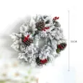 Ghirlanda di Natale innevata artificiale con pigne e bacche rosse 50cm decoro - Corona Neve Ago di Pino / 50cm / Bianco