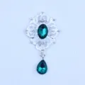 Zilveren legering strass gesp met groene ovale en druppel kristal hanger voor DIY decor. - Cyaan