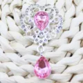 Alloy rhinestone teardrop pendant brooch DIY decorative accessory for handmade crafts jewelry. - Light Pink