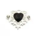 Silver alloy heart rhinestone DIY jewelry accessory charm for clothing hair bags decoration. - Black