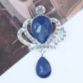Crown rhinestone alloy pendant blue crystal charm for DIY hair and clothing decoration - Navy Blue