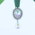 Pendentif goutte acrylique coloré strass alliage argent vintage accessoire bijoux DIY - Couleur AB