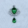 Alloy crown rhinestone pendant DIY accessory, green teardrop crystal variant for handmade crafts. - Dark Green