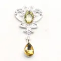 Silver alloy crown rhinestone pendant diy jewelry accessory with yellow crystal drops. - Light Coffee