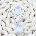 Silver hollow shield teardrop pendant crystal DIY alloy hair clothing accessories sku - White