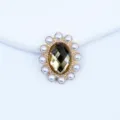 20x25mm Pearl Sunflower Oval Rhinestone Alloy Button DIY Badge Tray Craft Material - Light Coffee