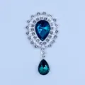 Silver alloy rhinestone acrylic pendant DIY clothing hair accessory decorative button crystal charm - Cyan