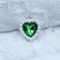 18mm alloy heart crystal pendant with white pearl border diy handmade jewelry accessory craft - Dark Green