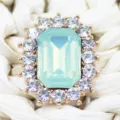 Rectangle rhinestone alloy crystal button DIY bow hair accessory craft decoration. - Light Green