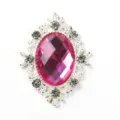 Rhombic alloy rhinestone button pink acrylic crystal gem DIY craft apparel shoe luggage accessory - Silver Base - Rose Red