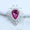 Zilveren filigraan legering roze edelsteen druppel DIY sieraden hanger haaraccessoire - Magenta