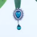 Pendentif goutte acrylique verte et strass argent antique accessoire de bijoux DIY SKU - Cyan