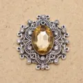 Vintage ovale legering strass knop, kristallen decoratief accessoire voor handwerk en DIY. - Lichtkoffie