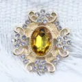 Vintage rhinestone alloy flower centerpiece DIY accessory for clothing wedding hair crafts - Golden