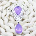 48x26mm Silver Hollow Shield Pendant With Rhinestone Metal Alloy DIY Hair Accessory - Light Purple