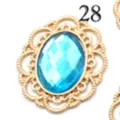 Gold filigree acrylic rhinestone base DIY hair accessory variant 28 blue crystal piece - Lake Blue