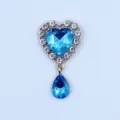 Blue heart rhinestone crystal charm gold alloy DIY apparel jewelry accessory variant piece - Lake Blue