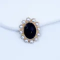 20x25mm Oval Black Acrylic Pearl Alloy Buckle DIY Badge Brooch Decorative Accessory - Black