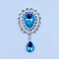 Silver metal alloy rhinestone acrylic pendant DIY clothing hair accessory decorative crystal button - Lake Blue