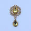 Alloy rhinestone brooch DIY accessory oval drop crystal decorative pin badge tray 25x46mm - Light Coffee