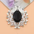 Ovale legering strass knop variant, zwarte edelsteen bloem decoratieve accessoire voor DIY ambachten. - Zwart