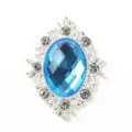 Blue crystal diamond alloy rhinestone buckle DIY shoe and bag hair accessory variant. - Silver Base - Lake Blue