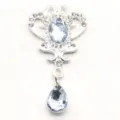 Silver alloy crown rhinestone pendant blue gemstone DIY jewelry accessory variant item. - White