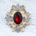 Alloy rhinestone red crystal flower base DIY clothing accessories wedding hair handmade necklace - Dark Red