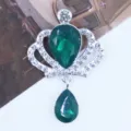 Crown crystal rhinestone alloy pendant green drop charm diy jewelry accessory clothing shoe decor - Dark Green
