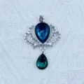 Alloy crown teardrop pendant DIY charm for clothing, hairpins, brooches, and shoes. - Cyan