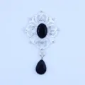 Zilverkleurige legering bloem strass gesp DIY druppelhanger sieraden accessoire voor tassen. - Zwart