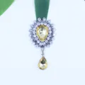 55x33mm Ancien Argent Alliage Strass Jaune Acrylique Pendentif Goutte DIY Cheveux Bijoux - Café Clair