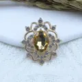 Gold alloy rhinestone pendant DIY gemstone flower accessory for handmade jewelry crafts. - Light Coffee