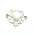 Silver alloy heart DIY rhinestone charm accessory for apparel, bags, and hair crafts decoration. - Stone White