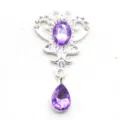 Silver alloy crown rhinestone pendant purple gem DIY jewelry accessories clothing charm decoration - Light Purple