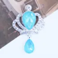 Rhinestone crown alloy pendant light blue crystal teardrop charm jewelry accessory DIY craft - Lake Blue