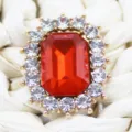 Red rectangular rhinestone alloy button DIY hair accessory crystal jewelry piece variant - Red